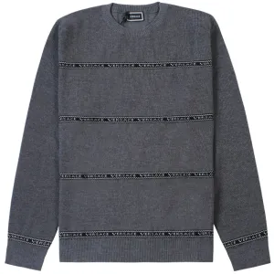 Young Versace Boys Tape Logo Knitted Jumper Grey 10Y