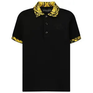Versace Boys Barocco Polo Shirt Black 5Y