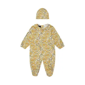 Versace Baby Boys Barocco Print Gift Set Bib & Shirt Gold Multi Coloured 12M