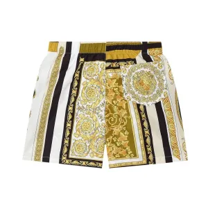 Versace Boys Barocco Mosaic Print Swim Shorts Gold Multi Coloured 10Y