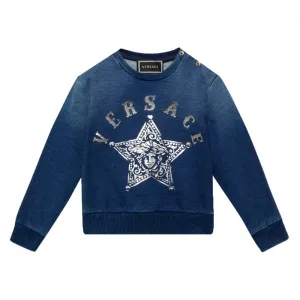 Versace Baby Boys Cotton Sweatshirt Blue 6M
