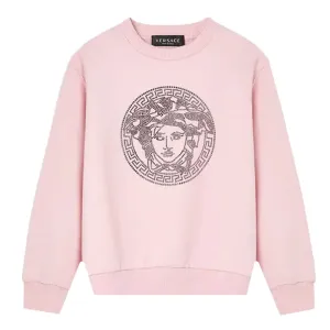 Versace Girls Crystal Medusa Sweater Pink 14Y