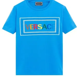 Versace Boys Embroidered T-shirt Blue 6Y