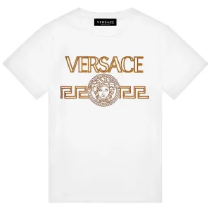 Versace Boys Greca Logo T-shirt White 6Y