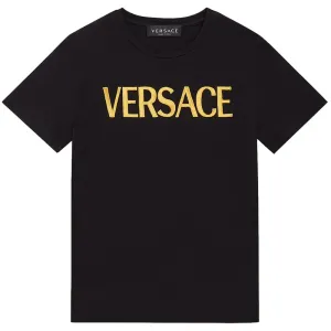 Versace Boys Logo Embroidered T-shirt Black 10Y