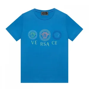Versace Boys Triple Medusa T-shirt Blue 6Y