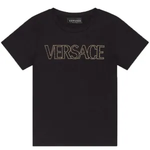 Versace Girls Embroidered Logo T Shirt Black 10Y