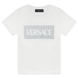 Versace Girls Logo Print T-shirt White 12Y