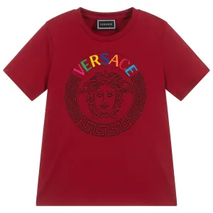 Young Versace Boys Medusa Logo Print T-shirt Red 8Y