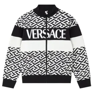 Versace Boys All Over Logo Zip Top Black 12Y