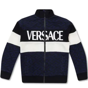 Versace Boys La Greca Cotton Track Jacket Navy 4Y