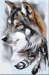 Zuty Painting by Numbers Wolf And Feathers
