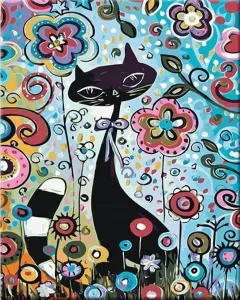 Zuty Painting by Numbers Cat In Flowers
